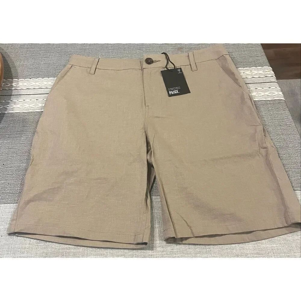 PAIGE Thompson Shorts Linen Blend Men's 29 Flat Chino